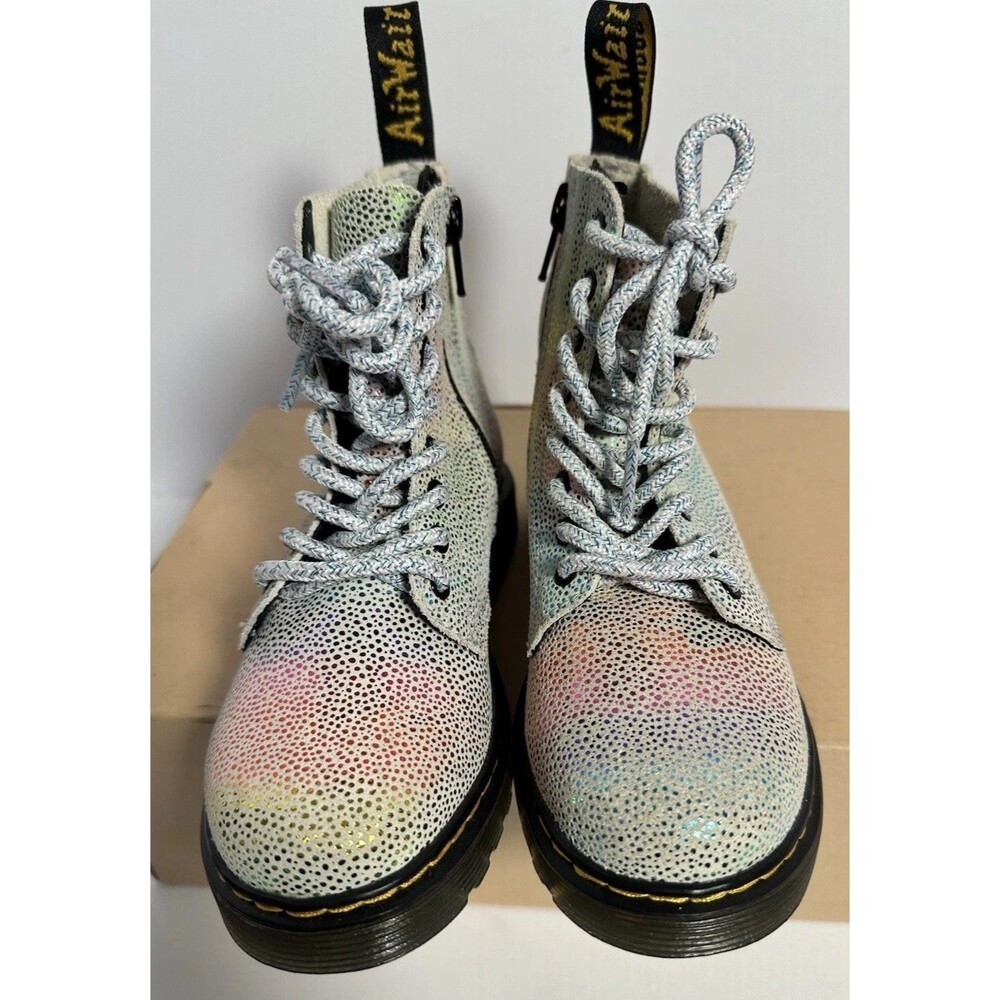 Dr Martens 1460 Pascal J Youth 11 Iridescent Glitter Rainbow Boots - Picture 4 of 8